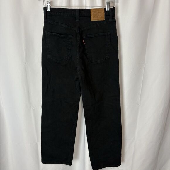 Levis Jeans Women 27 Black Ribcage Straight Ankle High Rise Stretch Classic - Picture 2 of 7